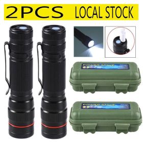 LED Flashlight Rechargeable 3-Modes Zoomable Torch Gift Box USB Cable