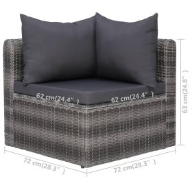 vidaXL 6 Piece Patio Sofa Set with Cushions & Pillows Poly Rattan Gray