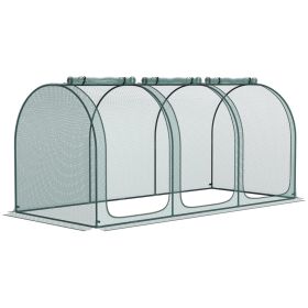 Outsunny 9' X 4' Crop Cage, Plant Protection Tent With Three Zippered Doors, Storage Bag And 6 Groun