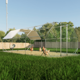 10 Ft. X 20 Ft. Galvanized Large Metal Walk In Chicken Coop Cage Farm Poultry Run Hutch Hen House