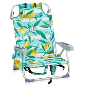 63x65x82cm, Lemon Pattern, Aluminum, Beach Chair, Oxford Cloth, Silver-white Aluminium Tube
