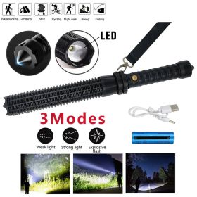 1200000LM LED Flashlight Rechargeable Zoom Light Security Torch 3 Modes Lamp