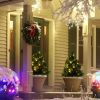 HOMCOM Artificial Christmas Trees 2-Pack Slim with 24 Warm White Lights Green Holiday Decor