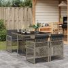 Garden Dining Set Grey PE Rattan 5 Piece Foldable