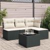 Garden Sofa Set Black and Cream White