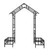Metal Garden Arch with Adjustable Width W68.11''~W94.29'' Climbing Plants Support Rose Arch Outdoor Black