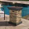 19.50'' Outdoor Firepit with Column Shape, Stone Grey - 40 000 BTU (Tank Inside)