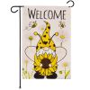 Garden Flag Welcome Bee Gnome with Sunflower 12x18 inch Blockout Fabric Double Sided