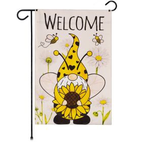 Garden Flag Welcome Bee Gnome with Sunflower 12x18 inch Blockout Fabric Double Sided