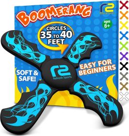 Refresh Sports Boomerang for Kids & Adults - Soft, Durable, Easy to Throw & Catch - Ages 4-8 - Outdoor, Beach, Pool Play - Jet Black