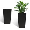 Indoor/Outdoor Modern Faux Rattan Design Square Planter