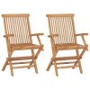 Garden Chair Set of 2 Teak Teak wood Standard Collapsible