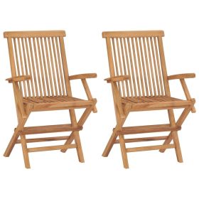 Garden Chair Set of 2 Teak Teak wood Standard Collapsible