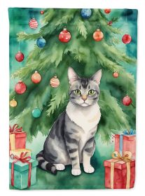 German Rex Cat By the Christmas Tree Garden Flag Mailbox Flag Decorative Yard Flag Banner Outside Patio Artwork Yard Flower Beds, Garden Size