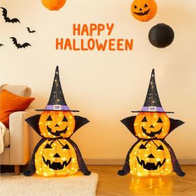 3FT Set of 2 Halloween Collapsible Pumpkin Decorations,176 LED Pumpkin Pop Up Jack-o-Lantern for Indoor Outdoor Yard Holiday Decor