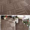 12"x12" Square Outdoor Square Teak Deck Tiles, 6PCS Patio Interlocking Flooring Tiles, Brown