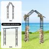 Metal Garden Arch with Adjustable Width W42.52''~W78.15''  Climbing Plants Support Rose Arch Outdoor Black