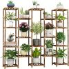 Plant stand indoor outdoor, 17 tier large tall plant stand for indoor plants multiple, wooden plant stand table for living room garden patio window