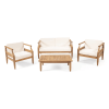 Aston Outdoor Mid-Century Modern Cushioned Acacia 4-seat Chat Set - Teak Finish + Cream Cushion