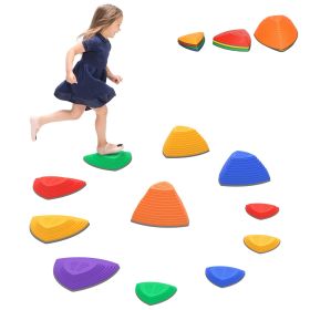 11 PCs Stepping Stones Kids with Non-slip Rubber, Stackable Balance River Stones for Obstacle Course Sensory Play, Outdoor Indoor for 3-8 Years Old