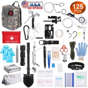 125 In 1 Survival Kit, Professional Survival Equipment, Equipment, Tools, First Aid Supplies, For SOS Emergency Tactical Hiking, Hunting, Disaster, Ca
