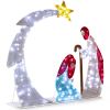 VINGLI 3.7FT Lighted 2D Nativity Scene Outdoor Christmas Decorations, with 170 White LED Lights and Stakes, Easy Assembly and Storage