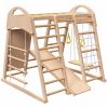 Indoor Playground 7-in-1 Jungle Gym Playset for Kids 2-6yrs - Slide, Climbing Wall, Rope Wall Climber, Monkey Bars