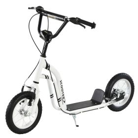 Kids Scooter Youth Scooter for 5+ with Dual Brakes, 12-Inch Inflatable Wheels, Outdoor Ride-On Toy, White