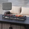 Durable Black Iron Grill Stand with Enamel-Coated Cast Iron Cooking Pans