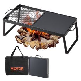 Folding Campfire Grill, Heavy Duty Steel Mesh Grate, 22.4" Portable Camping Grates Over Fire Pit, Camp Fire Cooking Equipment with Legs Carrying Bag