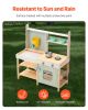 Mud Kitchen for Kids, Wooden Toy Play Kitchen Set, Outdoor Toddler Grocery Store Playset, Pretend Play Kitchen with Stoves, Tank, Faucet, Storage Bag