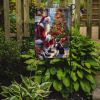 Boston Terrier and Santa Claus Garden Flag Mailbox Flag Decorative Yard Flag Banner Outside Patio Artwork Yard Flower Beds, Garden Size, Multicolor