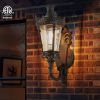 Vintage Outdoor Wall Lantern, Waterproof Exterior Wall Sconce with Crown Top and Clear Glass, Decorative Outdoor Lighting Fixture for Patio, Garden