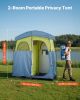 Camping Shower Tent, 2-Room Portable Privacy Tent Changing Room with Shower Bag, Ground Stakes, Ropes, Carry Bag, and Support Poles
