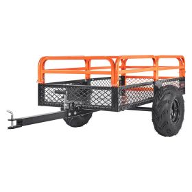 Heavy Duty Steel ATV Dump Trailer, 1500-Pound Load Capacity 15 Cubic Feet, Tow Behind Dump Cart Garden Trailer, with Removable Sides and 2 Tires