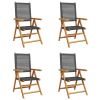 Garden Chair Set of 4 Black Solid acacia wood Standard Foldable