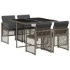 Garden Dining Set Grey PE Rattan 5 Piece Foldable