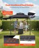 Grill Gazebo, 8 x 5 ft Double-Tiered Top, Reinforced BBQ Gazebo with Extra Awning, Powder-Coated Steel Patio Grill Shelter with 2 Side Shelves & Hooks