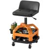 Rolling Creeper Garage Stool, 300 LBS Capacity Mechanic Stool with 360Â° Wheels, Tool Tray, Adjustable Height, Yellow