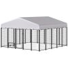 9.8' x 9.8' x 6' Outdoor Dog Kennel, Dog Kennel Outside Run with 360Ã‚Â° Rotating Bowls, Waterproof & UV Resistant Cover