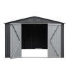 10' x 12' Steel Outdoor Storage Shed, Galvanized Steel Metal Garden Shed with Lockable Doors, Heavy-Duty Storage Tool House for Garden, Backyard