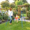 3 in 1 Toddler Swing Set, Folding Child Swing Set with Seat Belt, Adjustable Seat for Outdoor Indoor, Blue