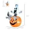 HOMCOM 6' Halloween Inflatables Outdoor Decorations Jack-O-Lantern Pumpkin and Ghosts , Blow Up LED Yard Decor for Garden, Lawn, Party, Holiday