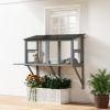 Wooden Cat Catio, Outdoor Cat Enclosure Window Perch with Jumping Platform, for Safely Enjoying Outdoor Sights, Gray