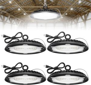 High Bay LED Lights: 4-Pack 200W UFO LED Light with Plug & Play Plug - 5000K IP65 Waterproof Shatterproof Lighting Fixture