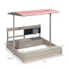 Kids Sandbox with Canopy & Kitchen Toys, Wooden Sand Pit, Seating & Storage, Creative Play, 45x43