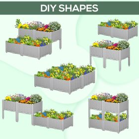 4-Piece Raised Garden Bed with Legs, Self-Watering Planter Box Raised Bed to Grow Flowers, Herbs & Vegetables, Gray