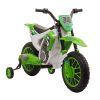 12V Electric Motorcycle for Kids Battery-Powered Ride-On Off-road Street Bike with Charging Battery Training Wheels Green