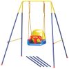 3 in 1 Toddler Swing Set, Folding Child Swing Set with Seat Belt, Adjustable Seat for Outdoor Indoor, Blue
