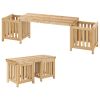 2-in-1 Wooden Garden Bench with 2 Planter Boxes, Fir Wood Outdoor Patio Seat for Yard & Lawn